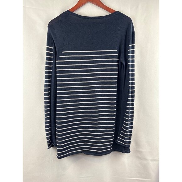 Cabi Womens Striped Navy & White Sweater Top M Cotton/Nylon Blend - Picture 4 of 4